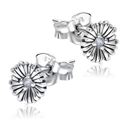 Elegant Flowers with CZ Stone Silver Ear Stud STS-5480